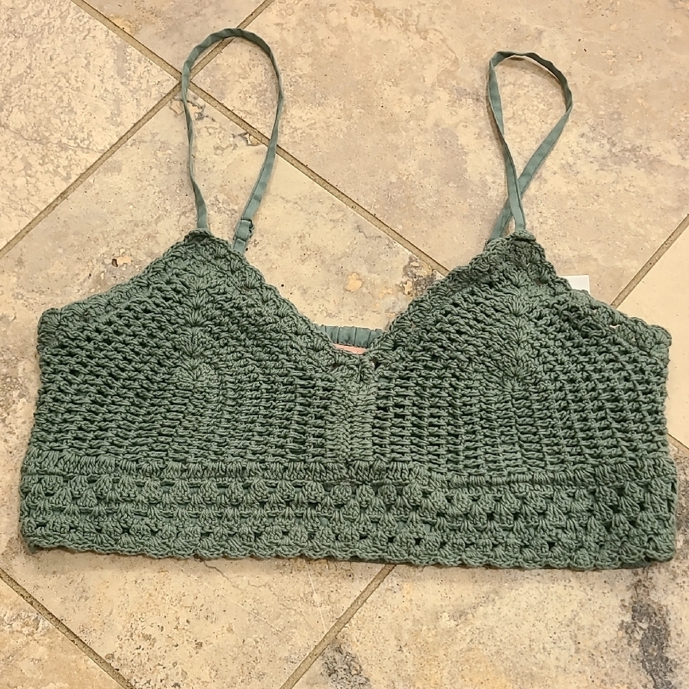 Green Cropped Fitted Camisole